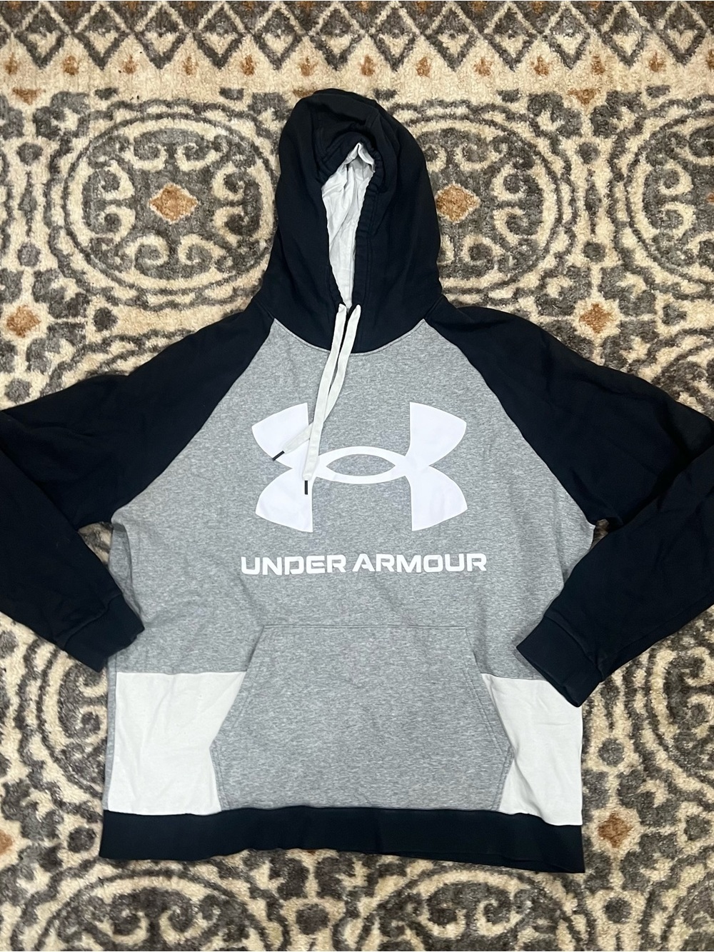 Under Armour Hoodie, Size XXL Black Gray, Loose, Coldgear